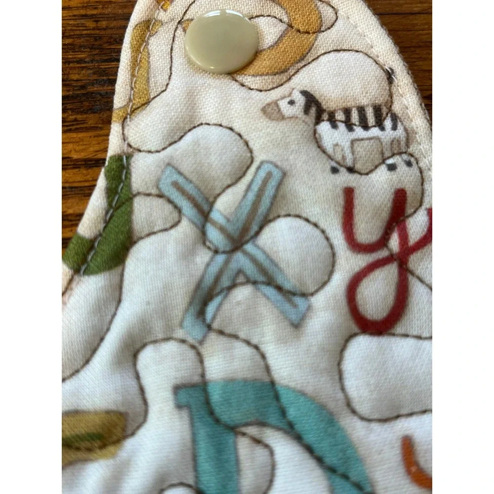 Handmade Quilted Alphabet Animal Baby Bib Personalized Luke Snap Closure Boys‎